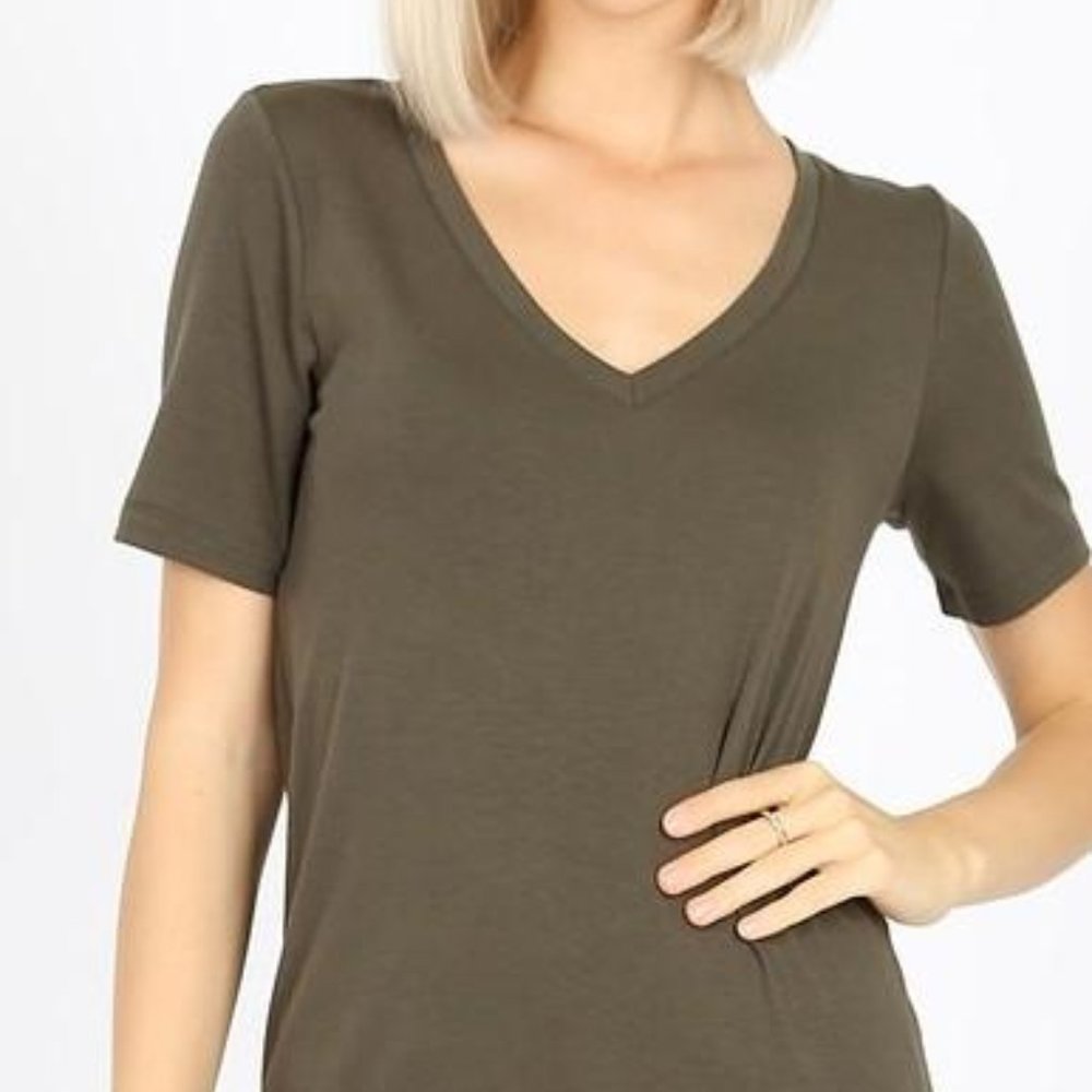 Olive Vneck Tee